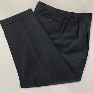 Lauren Ralph Lauren Black 120s Wool Cashmere Pleated Cuffed Pants Men's 37x30